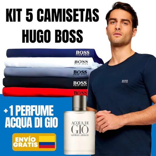 [OFERTA DEL DIA] KIT 5 CAMISETAS HUGO BOSS + PERFUME ACQUA DIO GIO