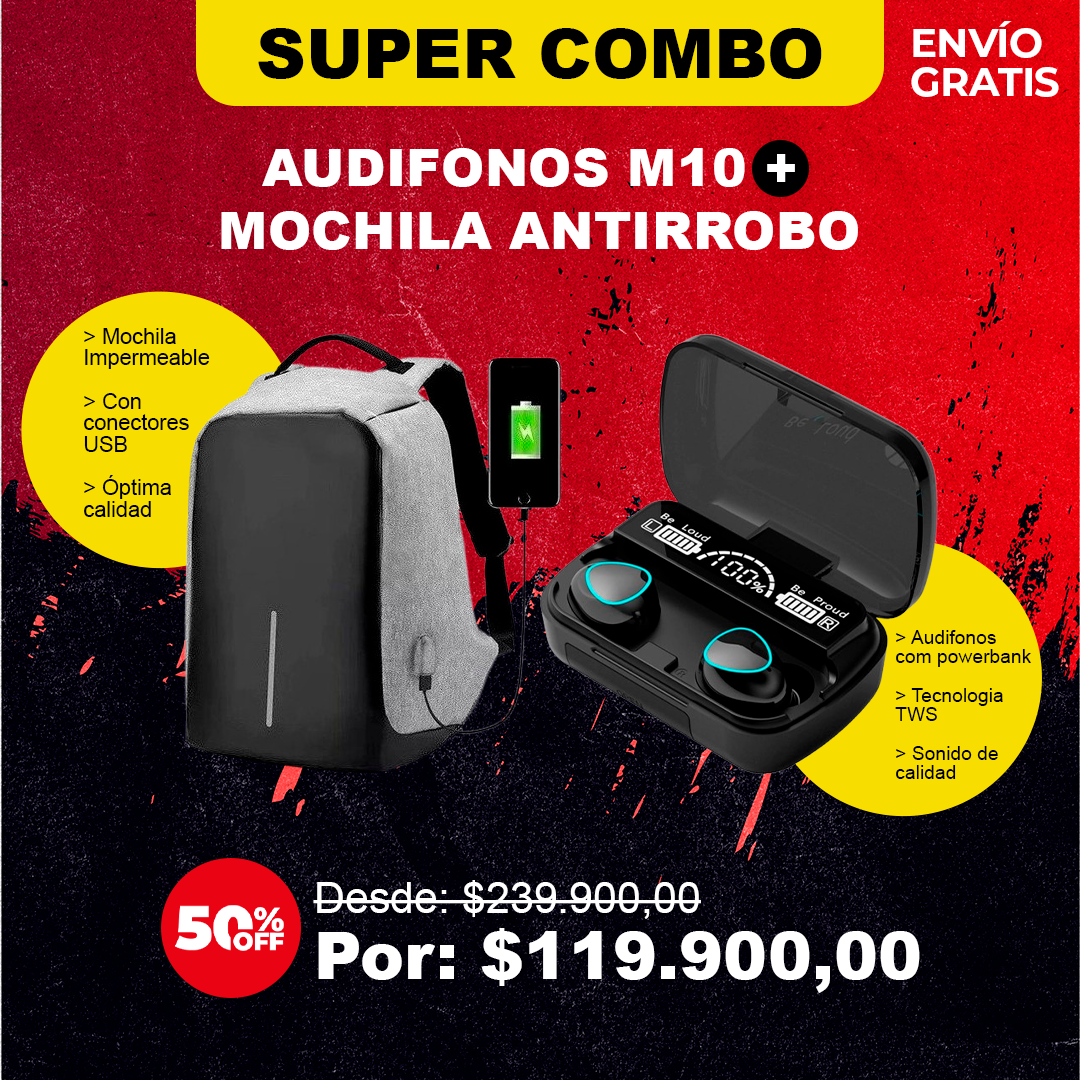 [Compre 1 y lléve 2] 🌟Combo Maletin Antirrobo + Audifonos M10 5.1🔊