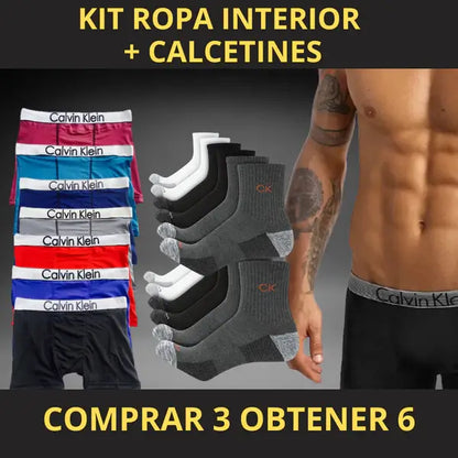 [COMPRA 3 LLEVA 6] Kit Exclusivo Masculino Bóxers + Pares de Medias | Elegancia y Confort