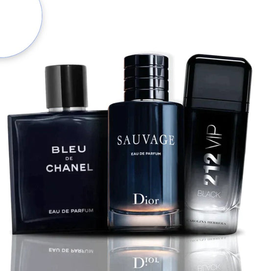 KIT 3 PERFUMES IMPORTADOS - SAUVAGE DIOR | BLEU DE CHANEL| 212 VIP BLACK + REGALLO EXCLUSIVO [ÚLTIMAS UNIDADES 🚨]